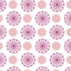 Multicolored Mandala Repeat Pattern, Detailed Red and Blue Mandala Pattern