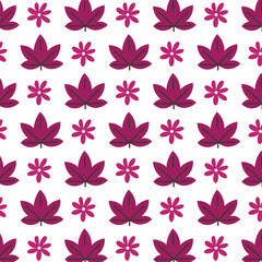 Purple Leaf and Pink Flower Repeat Pattern