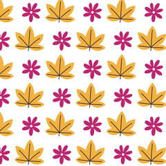 Autumn Floral and Leaf Repeat Pattern