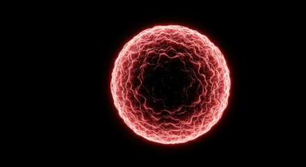 Red blood cell or similar biological cell against a black background.