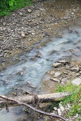 Mountain stream. A slowly flowing mountain stream