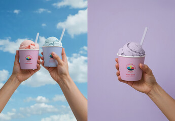 Pastel Ice Cream Cup Mockup