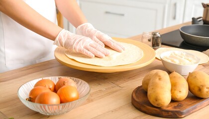 Person preparing tortilla