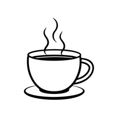 coffee cup with steam line art 