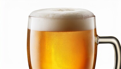 One Glass Of Gold Fresh Beer Isolated On White Backgroun With Cut Path