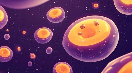 Fototapeta premium Isometric cell cytoplasm floating enzymes and substrates