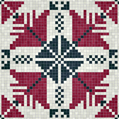 Fototapeta premium Mosaic tiles decorative background, seamless repeating vector pattern template for wallpaper, background, wood print, metal print, plastic print, glass print, decor