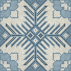 Mosaic tiles decorative background, seamless repeating vector pattern template for  wallpaper, background, wood print, metal print, plastic print, glass print, decor