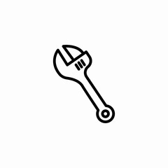 adjustable wrench tool icon sign vector