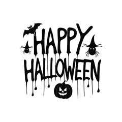Black White Happy Halloween Dripping Text Pumpkin