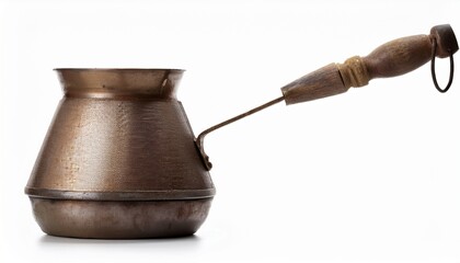 Old Grunge Craft Tin Coffee Pot Isolated On White