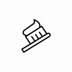toothbrush with toothpaste icon sign vector
