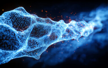 Abstract digital network structure with glowing particles