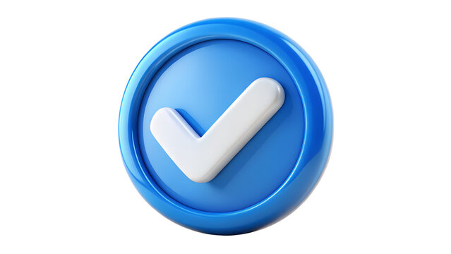 Blue check mark icon isolated on transparent background 3d rendering of a blue and white check mark icon on a transparent background symbol of verification