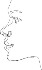 A minimalist line art illustration of a human profile showcasing beauty and elegance.