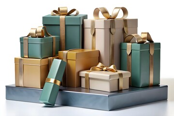 Elegant gifts with golden ribbons for celebrating special occasions and holidays