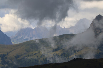 Scenic mountain landscape with clouds