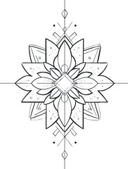 Obraz premium Intricate black and white mandala design featuring floral and geometric elements for creative projects.
