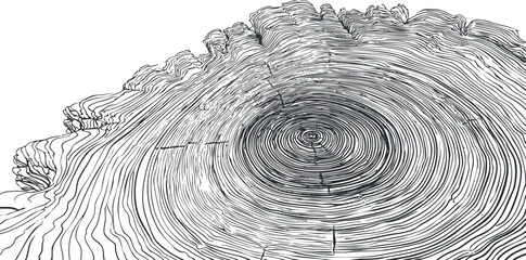 Detailed illustration of tree rings showcasing growth patterns and natural textures.