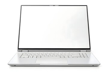 Modern convertible laptop on white background with blank screen display
