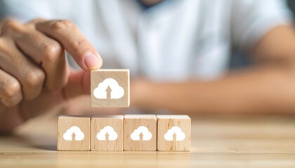 Wooden blocks with cloud uploads