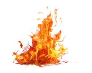 Flames and Fire Isolated Burning Blaze, Hot Campfire Glow, Fiery Sparks, Dangerous Heat Effect CutOut