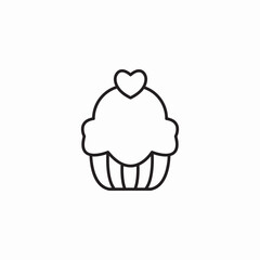 cupcake with heart icon sign vector