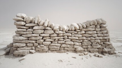 Ancient stone wall in desert landscape