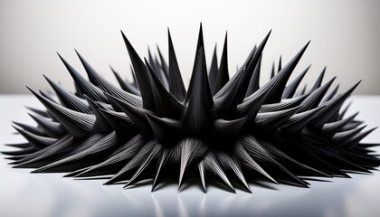 Abstract Spiky Black Shapes On White Background