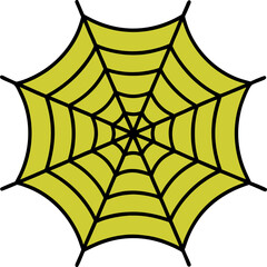 Fototapeta premium Yellow Spider Web Icon with Black Outline on White Background arachnid insect