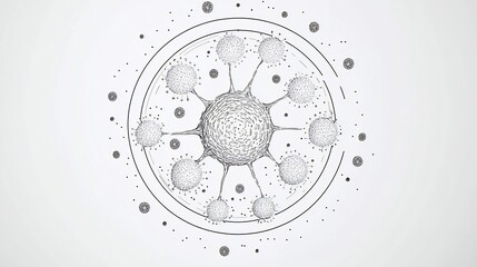 Minimalist line art of mitosis stages a circular diagram on a white background