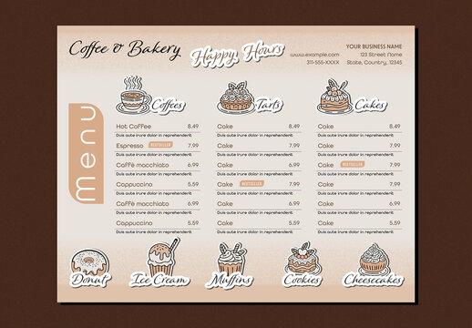 Menu for Caffee and Bakery Layout