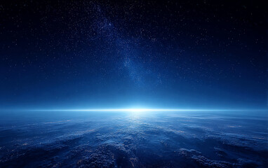 Fototapeta premium Stunning view of Earth from space with stars and sunrise