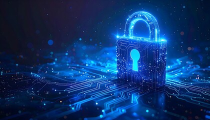 Digital Protection Background with Circuit Lines Forming Lock Shape