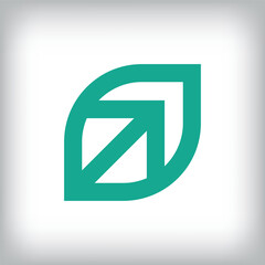 Leaf arrow logo design with modern lines. Unique linear nature design, corporate identity.