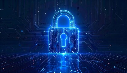 Digital Protection Background with Circuit Lines Forming Lock Shape