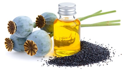 Poppy seed oil with pods