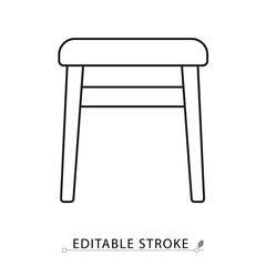 A kids table icon in minimalist style with editable stroke. Children furniture symbol, nursery element, preschool object, study concept, home decor pictogram, small desk design, interior graphic.