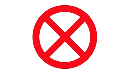 Red circle with a red cross.  Simple prohibition symbol