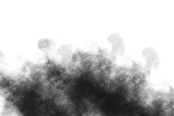 Dense black smoke effect rising upward, creating a dramatic atmosphere. Realistic fog, smog, or...