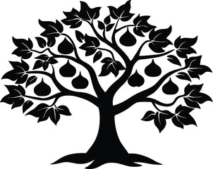 Obraz premium Fig Tree Silhouette Illustration | Fig Tree Vector Design