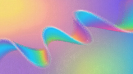 Colorful abstract background with fluid holographic ribbons gracefully floating over soft pastel gradients, ideal for digital design, branding, and futuristic UI backdrops