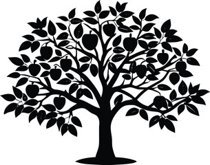 Obraz premium Orange Tree Silhouette Illustration | Orange Tree Vector Design