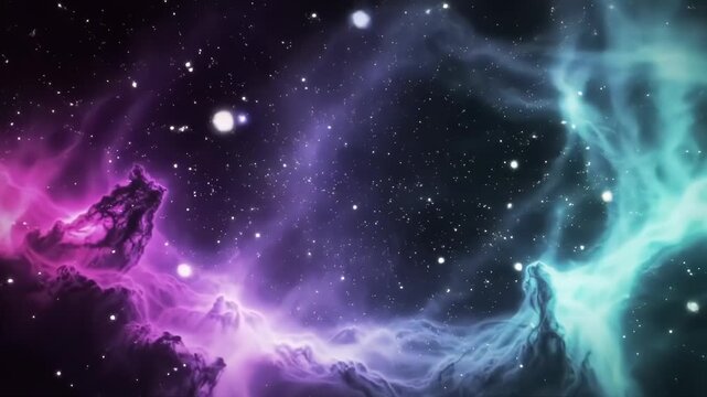 Nebula forms cosmic clouds with stars. Background graphic. For presentations, arts, sci-fi, space theme