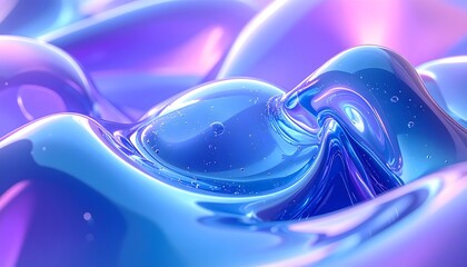 Floating Glossy Abstract Shapes with Iridescent Gradient Surface – Fluid and Futuristic Design