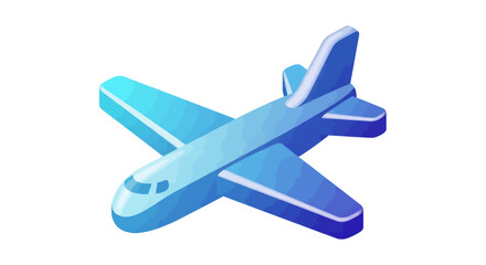 Stylized Blue Airplane Icon Isometric View.