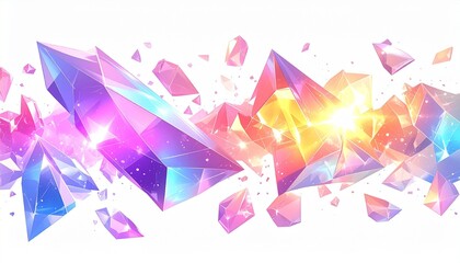 Holographic prism shards vector floating on white