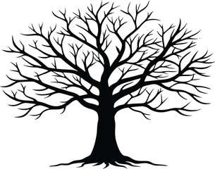 Winter Bare Tree Silhouette Illustration | Winter Bare Tree Vector Design
