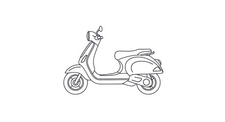 Classic Vespa Scooter Line Art Illustration.