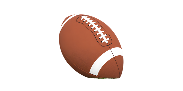 Dynamic American football spins in dynamic motion, ready for game-winning play and athletic competition